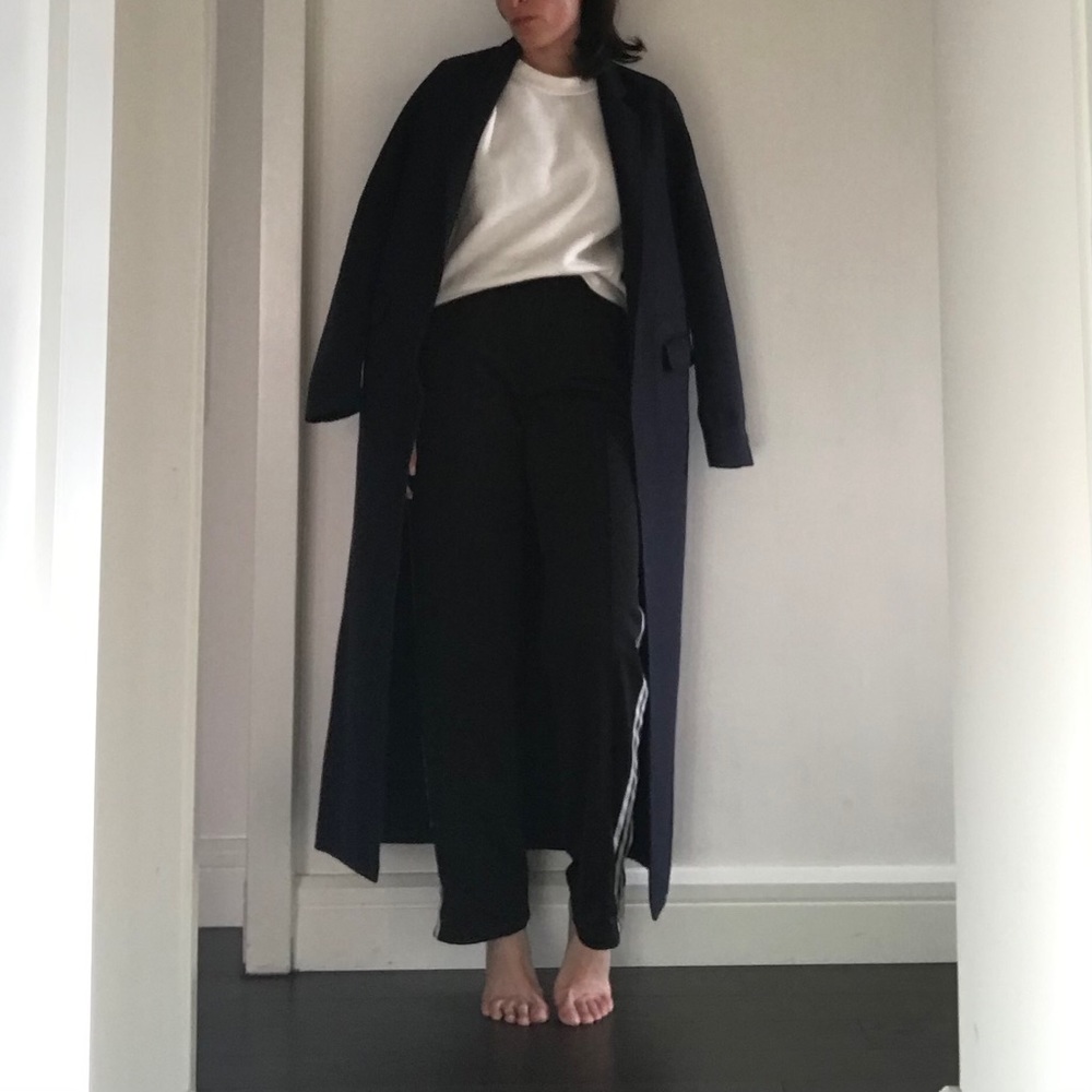 Navy long wool jacket